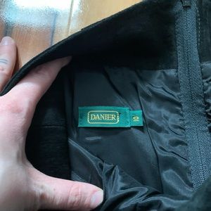 Vintage, high-waisted Danier fringe suede skirt.